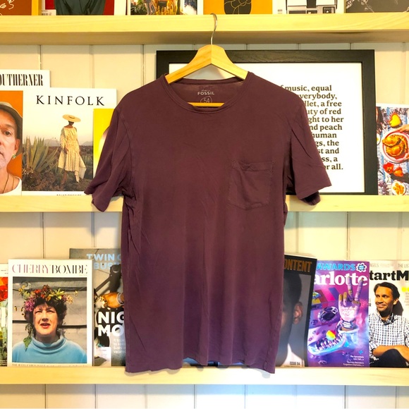 Vintage Fossil brand Pocket T-Shirt in Plum/Purple - Picture 1 of 8